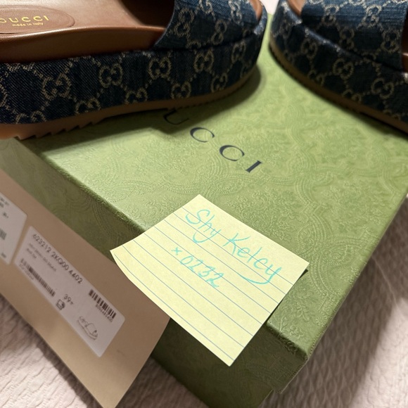 GUARANTEED AUTHENTIC GUCCI Denim GG Monogram Angelina Platform 55mm Blue Size 39 - Picture 4 of 9
